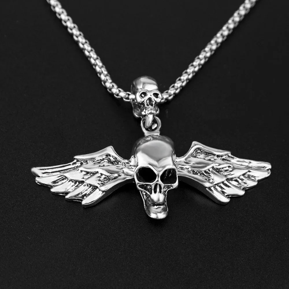 ❤️Viking style brand street skull wings pendant necklace for men, N90201P199